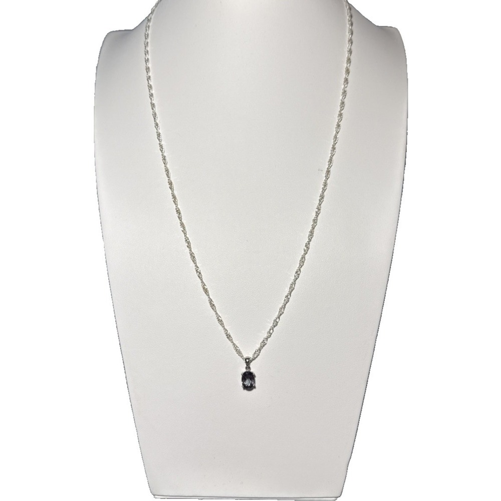 Karizia S.P.A. Sterling Silver Twisted Chain Necklace Alexandrite Pendant J-9B